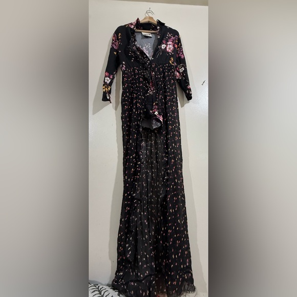 ANIYE BY Dresses & Skirts - ANIYE BY Black Floral Maxi Dress with Pink Accents